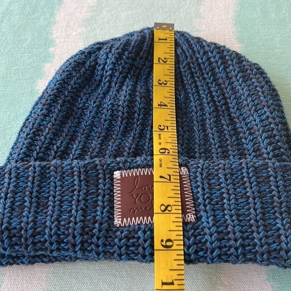 Love Your Melon Blue & Black Knit Beanie Hat Made in USA - Picture 6 of 7